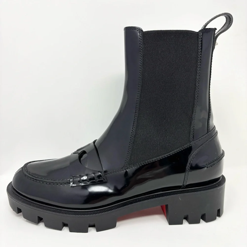 Christian Louboutin Montezu Chelsea Boots Black Brushed Leather Size 37 (US 7)